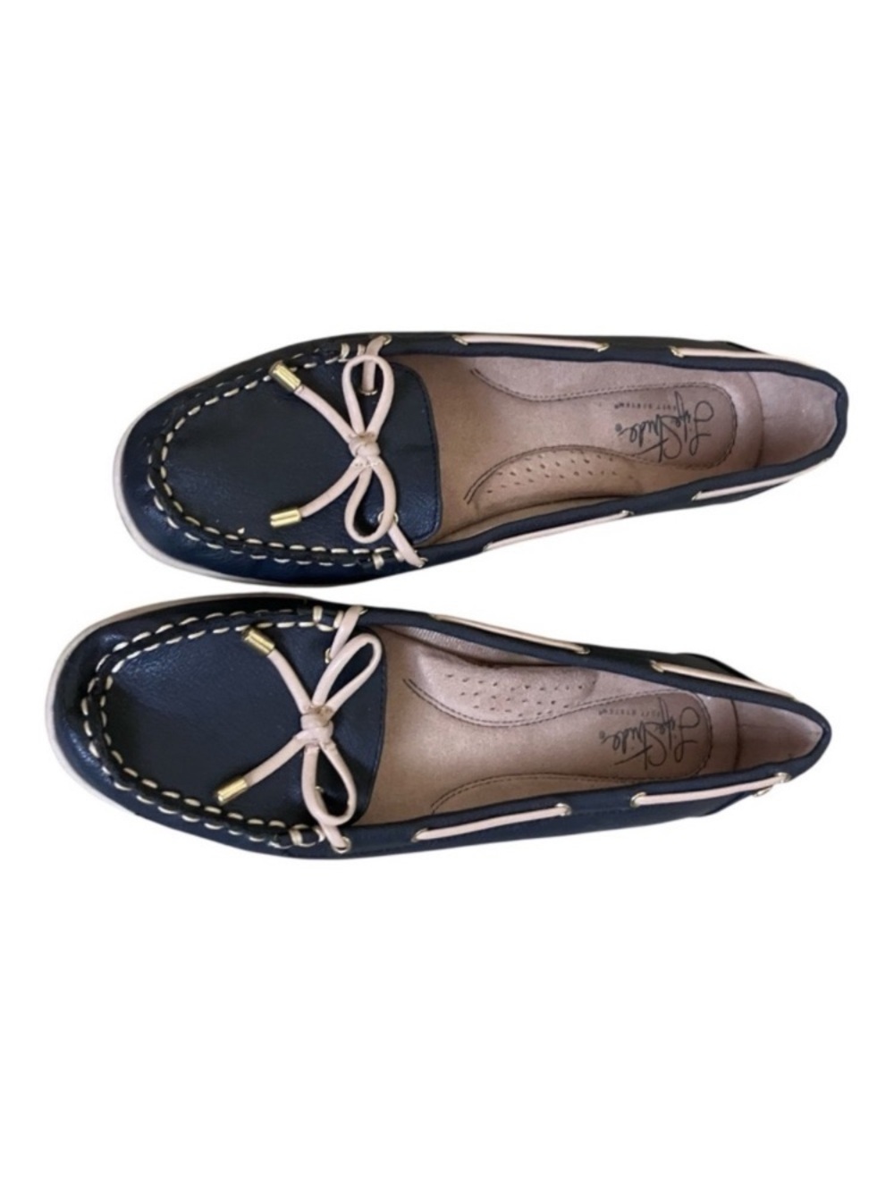 Life Stride Navy and Cream Moccasin Loafers size 7.5M - Picture 3 of 7